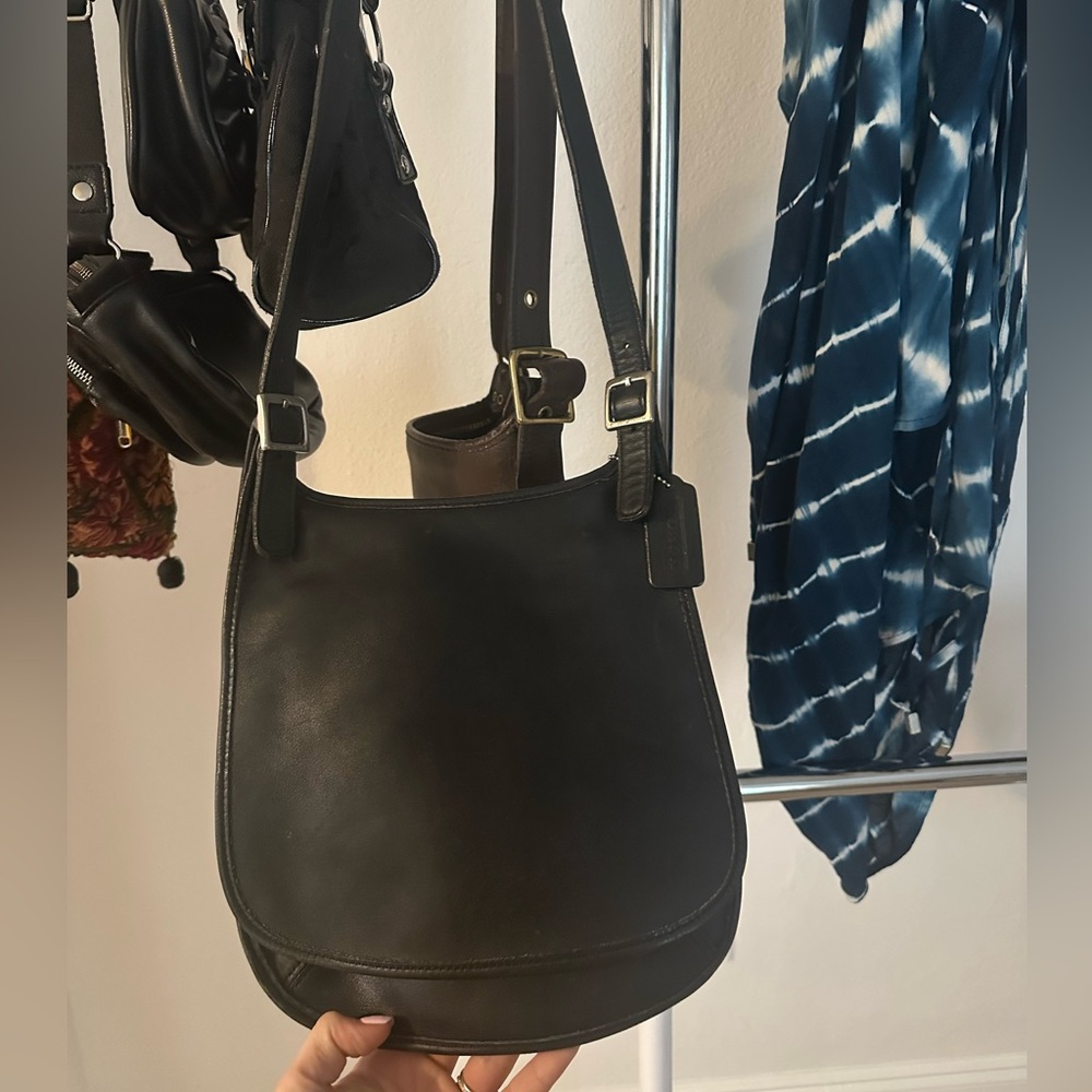COACH vintage hippie sack Black Leather Shoulder Bag